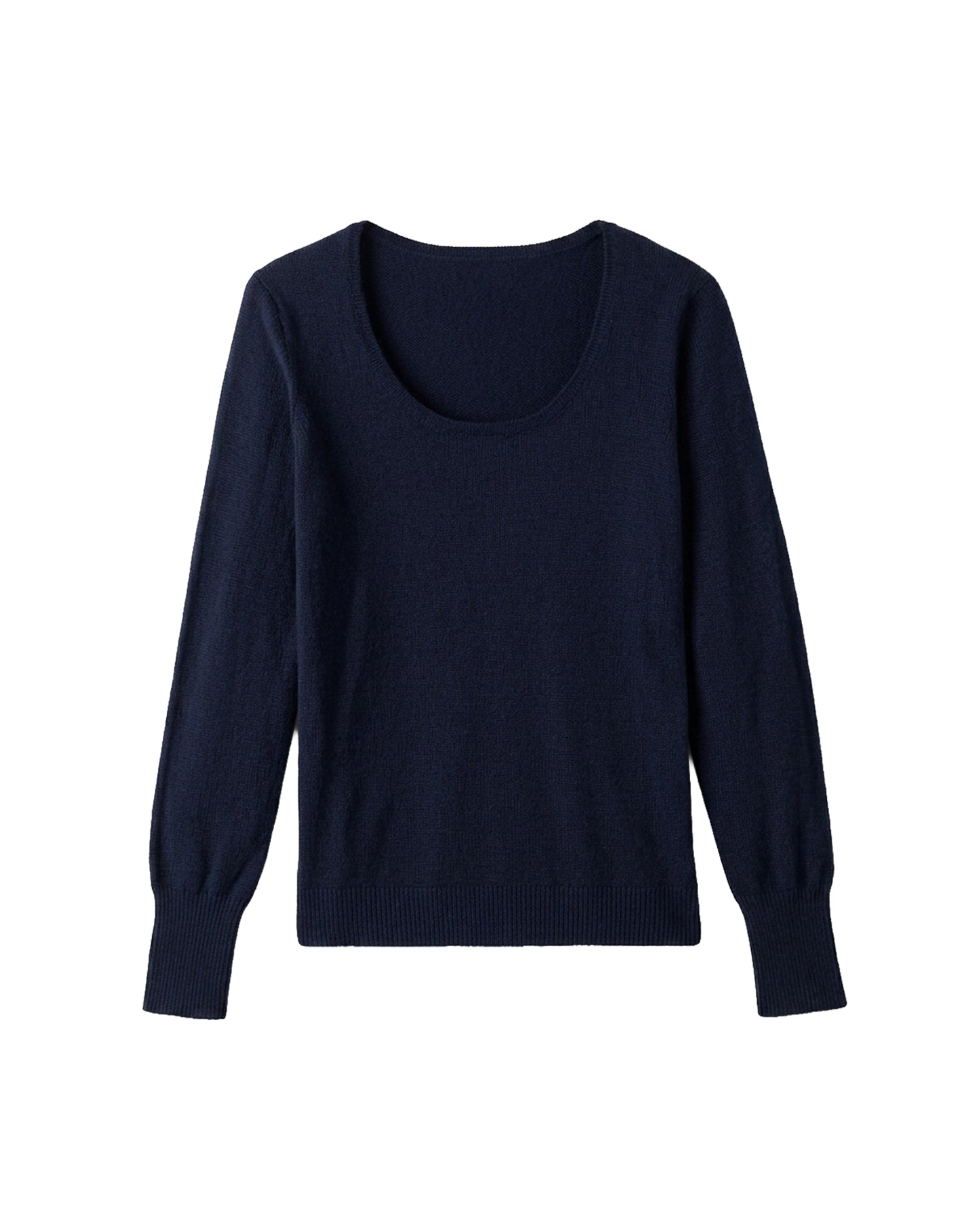 Pull col rond décolleté danseuse  en cachemire -  Marine