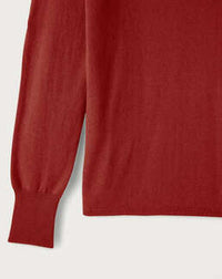 Pull col rond décolleté danseuse  en cachemire -  Rouge Guarana