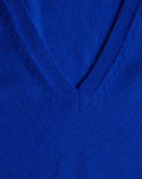 Slim-fit V-neck cashmere and silk slit jumper - Royal