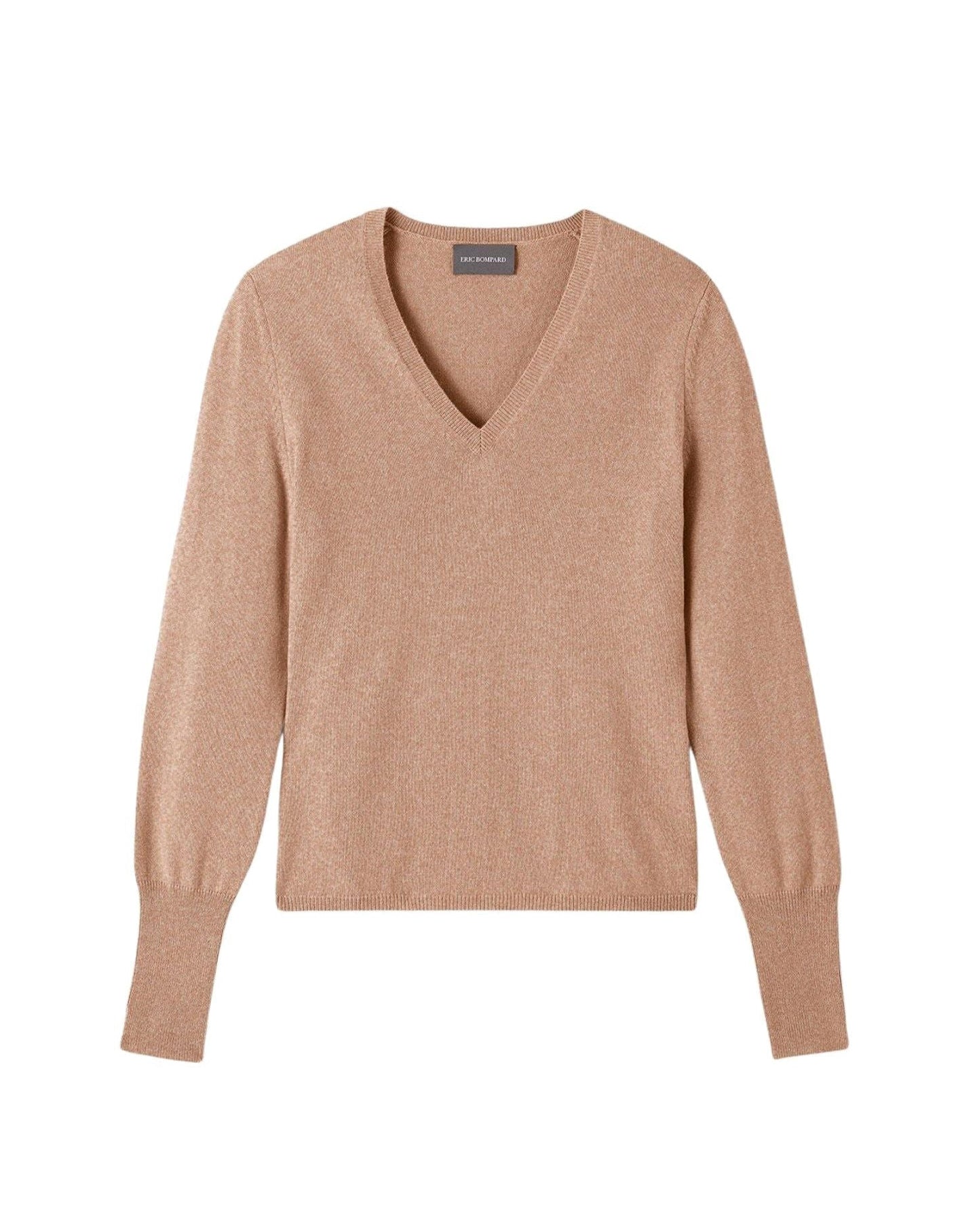 Slim-fit V-neck cashmere and silk slit jumper - Camel