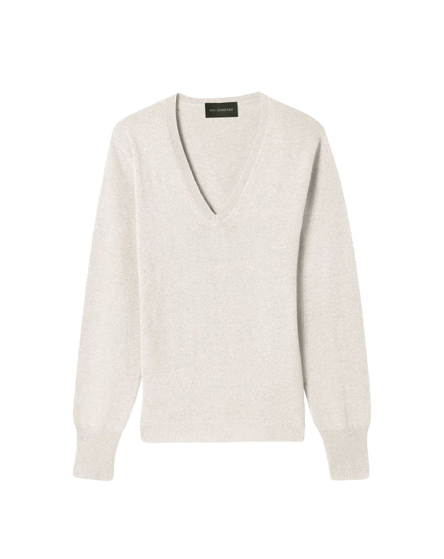 Slim-fit V-neck cashmere and silk slit jumper - Hemp
