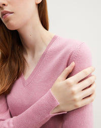 Slim-fit V-neck cashmere and silk slit jumper - Azalée