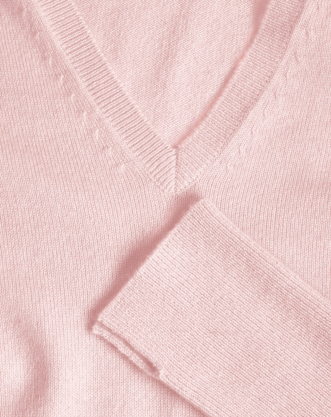 Slim-fit V-neck jumper with cashmere and silk wrist slits - Dragée
