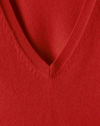 Slim-fit V-neck cashmere and silk slit jumper - Rubis