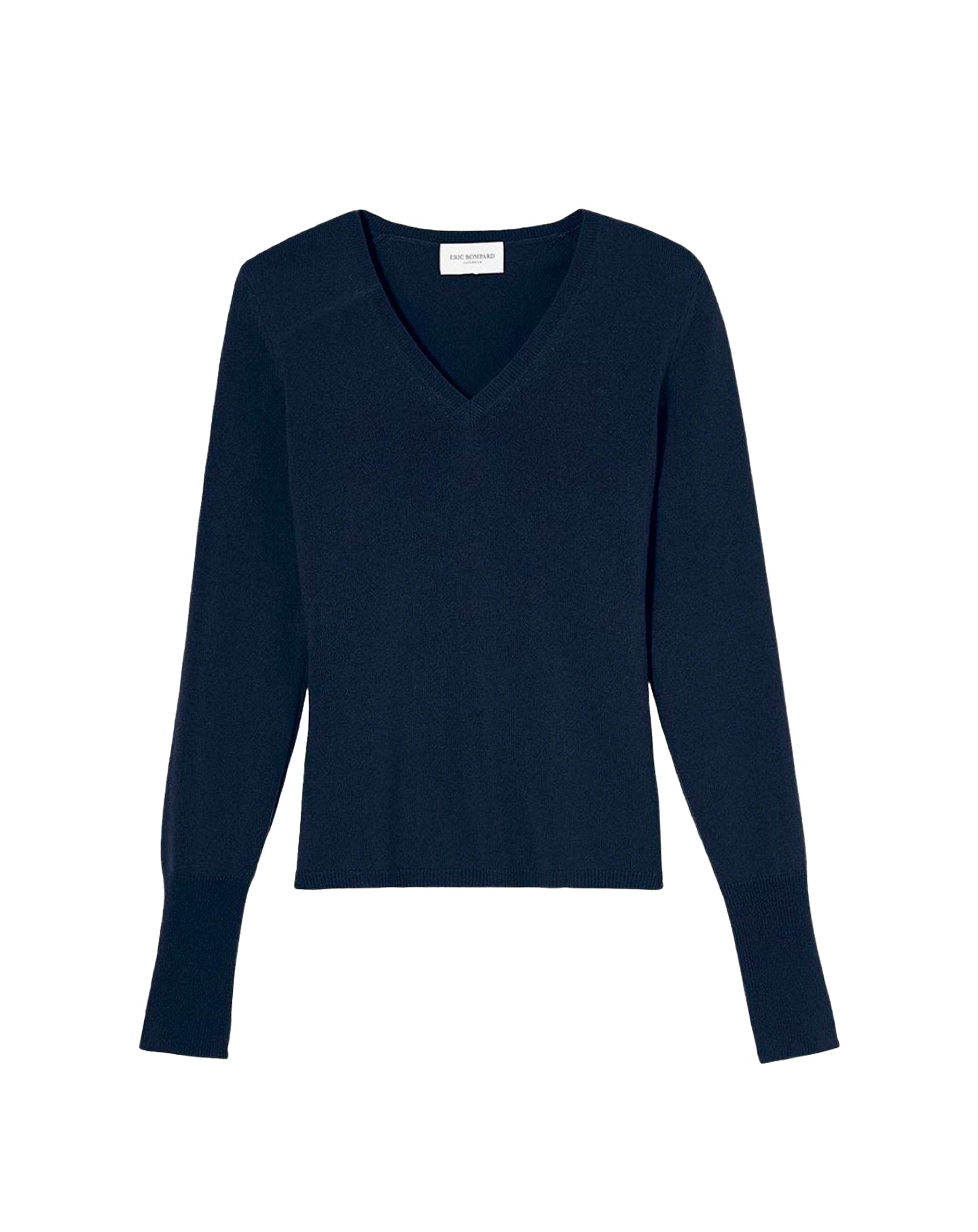 Slim-fit cashmere and silk V-neck jumper - Bleu Croisière