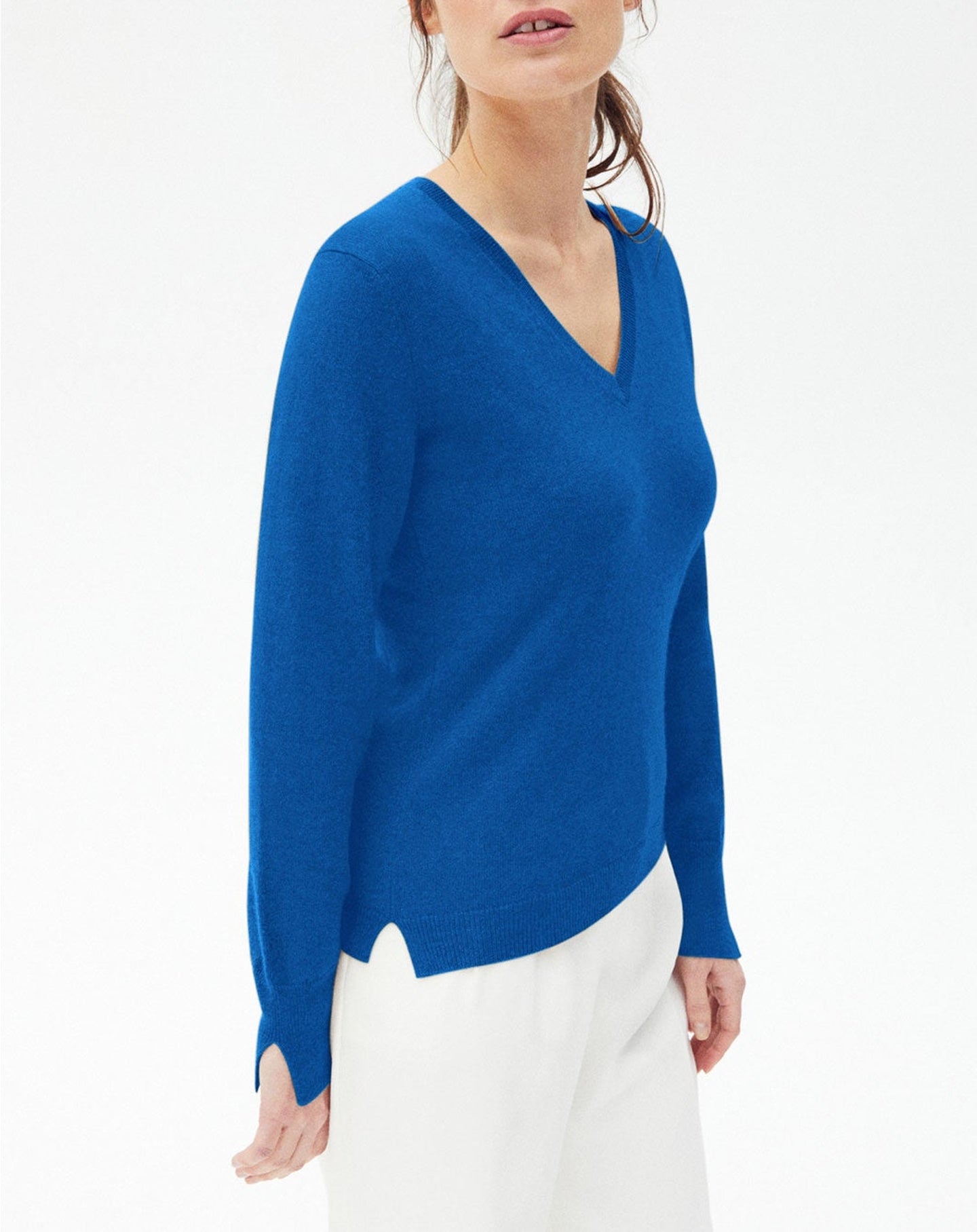 Slim-fit cashmere jumper with slit cuffs - Bosphore