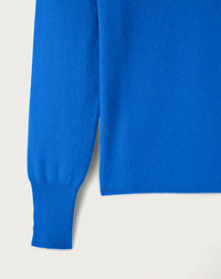 Slim-fit V-neck jumper with cashmere and silk wrist slits - Cobalt