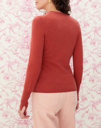 Slim-fit V-neck jumper with cashmere and silk wrist slits - Sienne