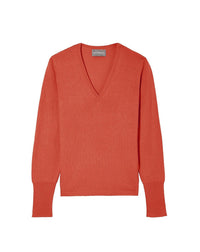 Slim-fit V-neck jumper with cashmere and silk wrist slits - Sienne