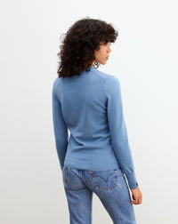 Slim-fit V-neck jumper with cashmere and silk wrist slits - Houppette