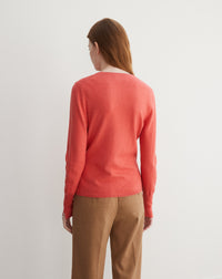 Slim-fit V-neck cashmere and silk slit jumper - Papaya