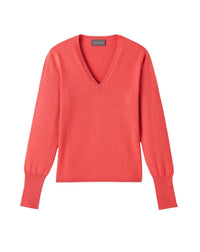 Slim-fit V-neck cashmere and silk slit jumper - Papaya