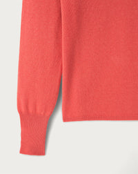 Slim-fit V-neck cashmere and silk slit jumper - Papaya