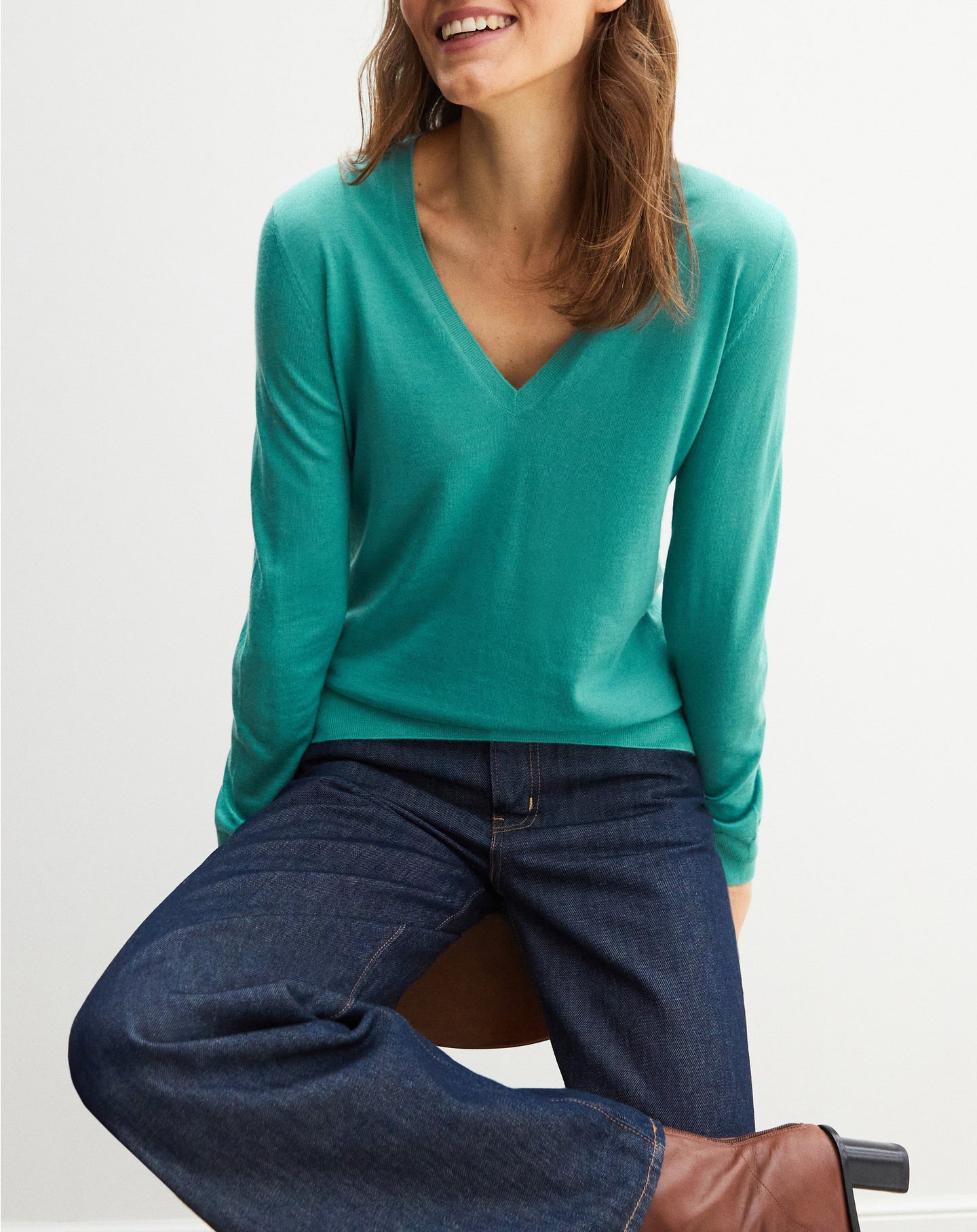 Ultra-fine cashmere V jumper - Persian Blue