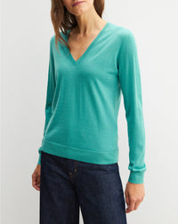 Ultra-fine cashmere V jumper - Persian Blue