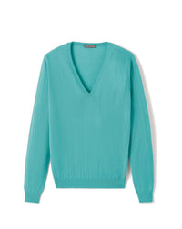 Ultra-fine cashmere V jumper - Persian Blue