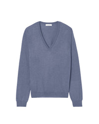 Ultra-fine cashmere V jumper - Denim