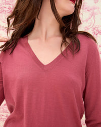 Ultra-fine cashmere V-neck jumper - Bois de Rose