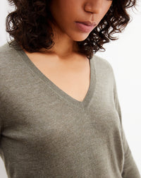 Ultra-fine cashmere V jumper - Khaki