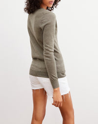 Ultra-fine cashmere V jumper - Khaki