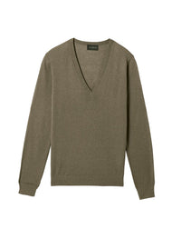 Ultra-fine cashmere V jumper - Khaki