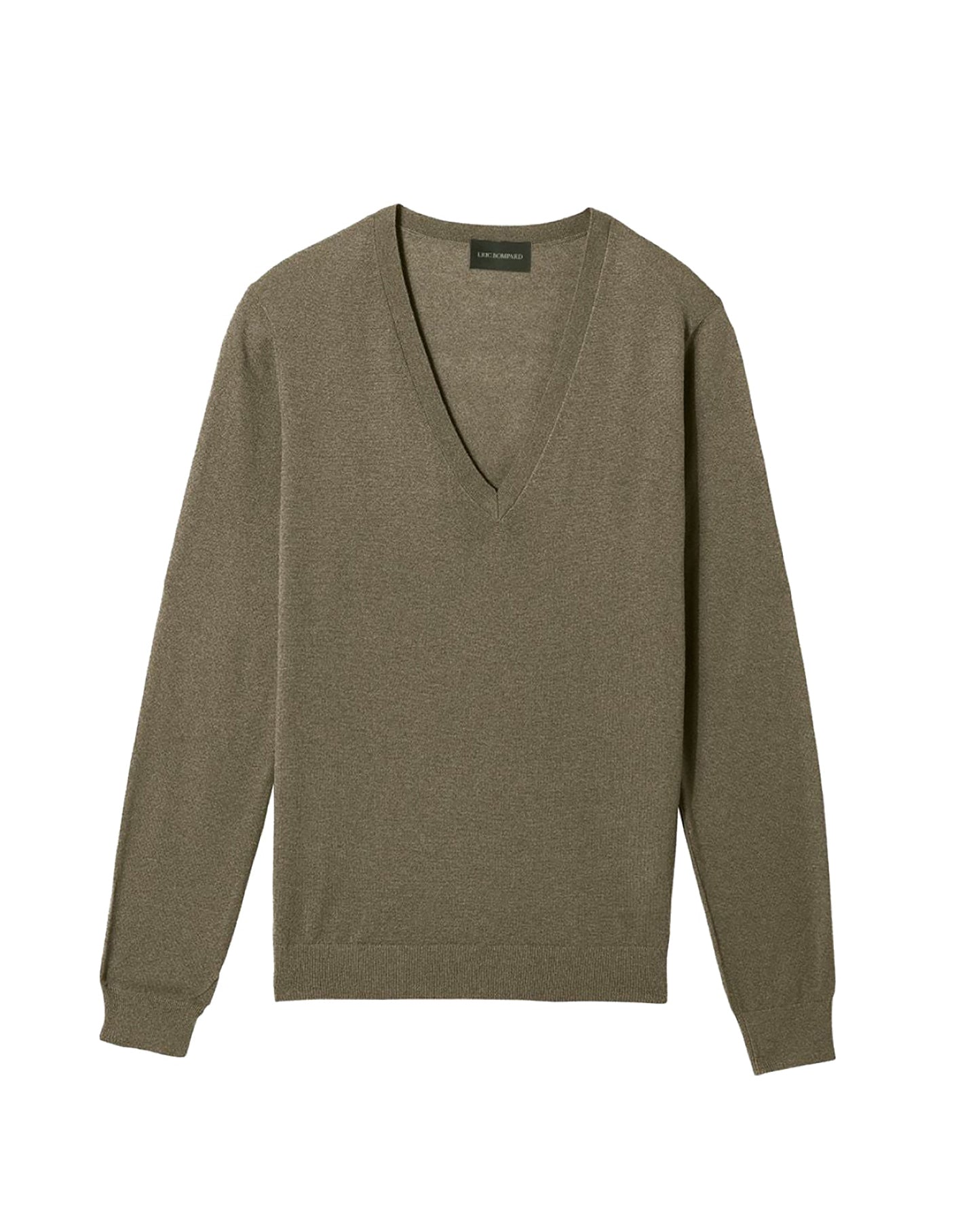 Ultra-fine cashmere V jumper - Khaki