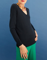 Ultra-fine cashmere V-neck jumper - Graphite