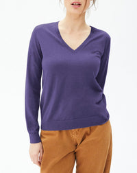 Ultra-fine cashmere V jumper - Denim