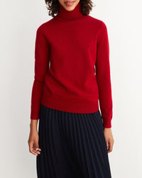 Pull col roulé classique en cachemire - Rouge Guarana