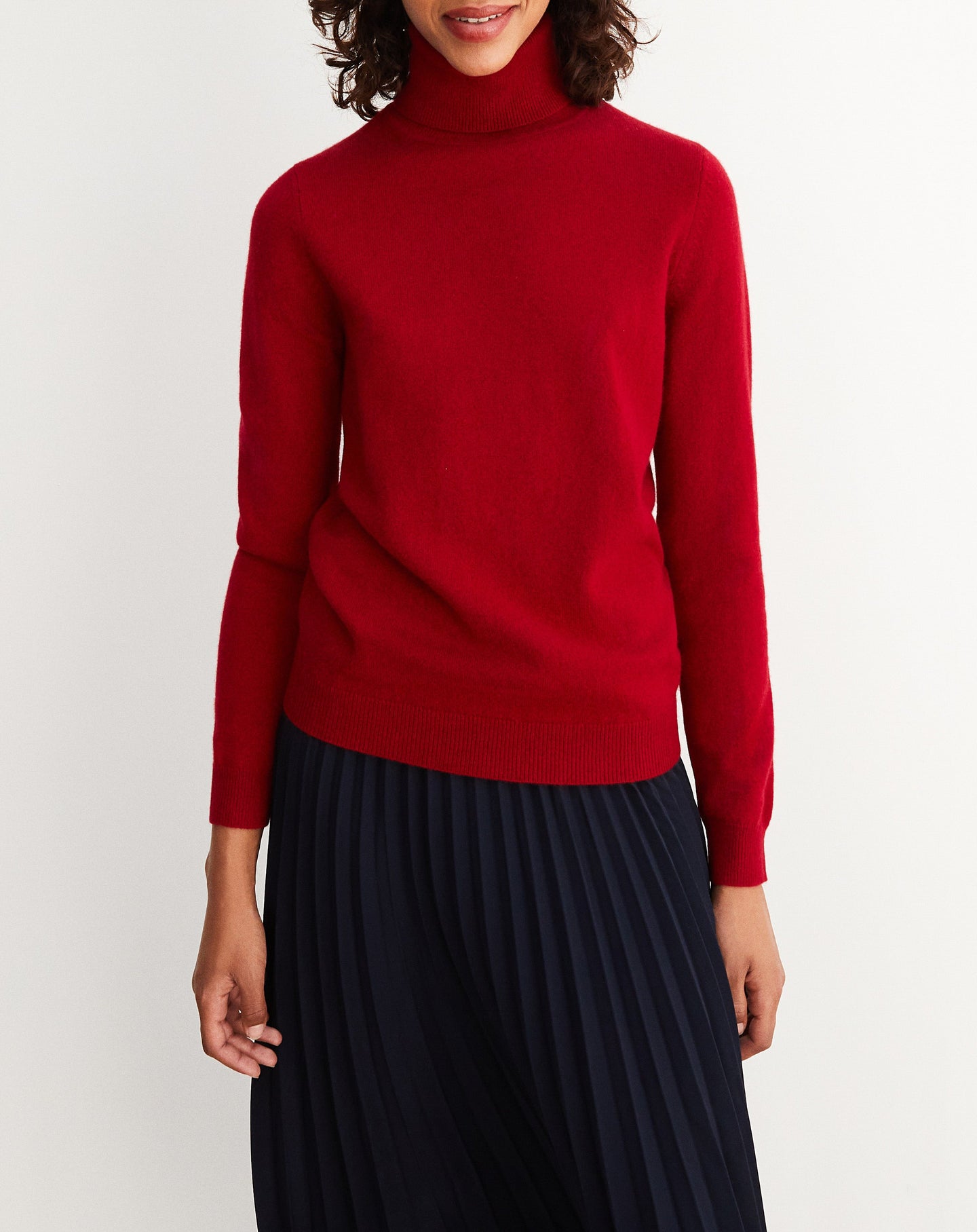 Pull col roulé classique en cachemire - Rouge Guarana