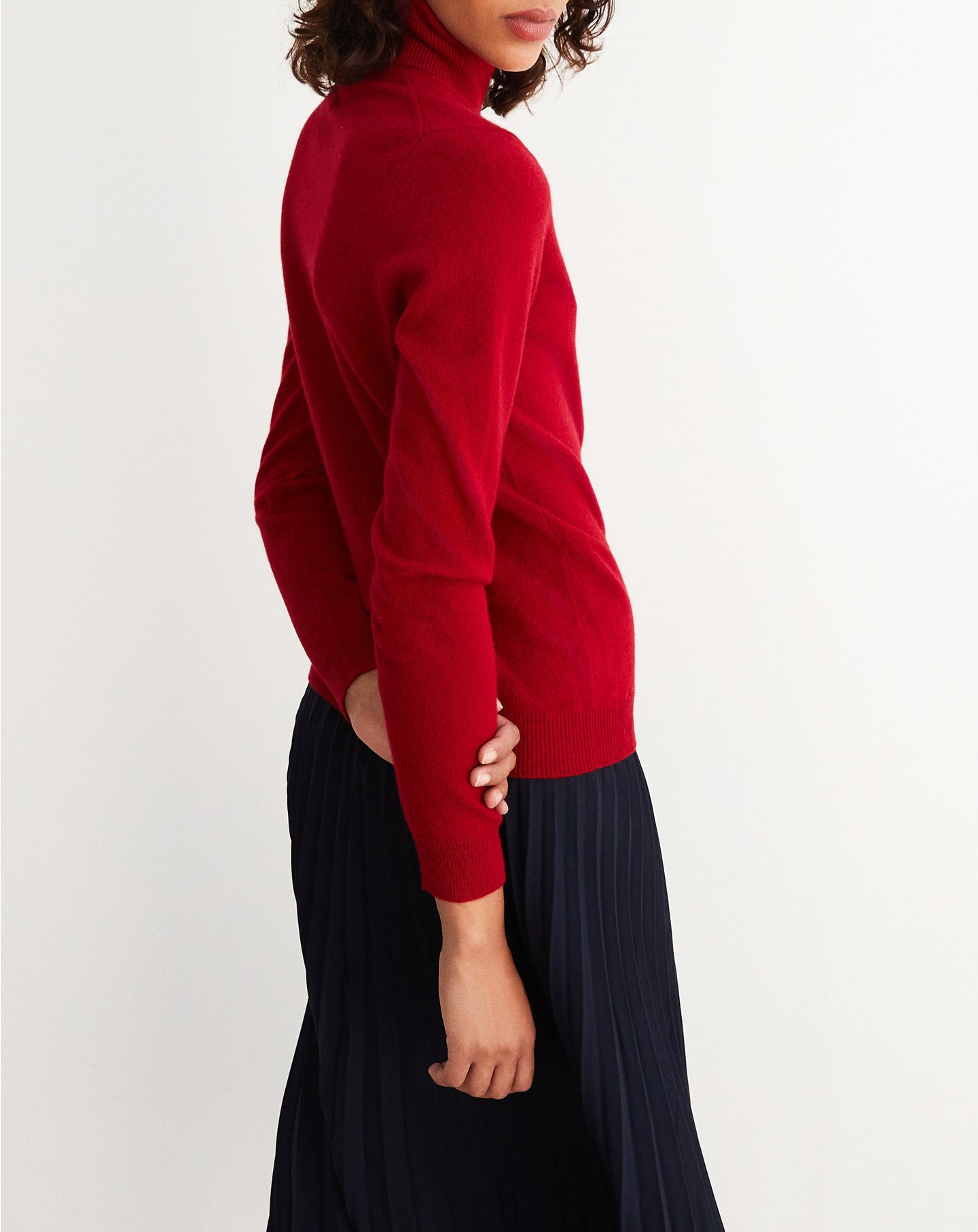 Pull col roulé classique en cachemire - Rouge Guarana