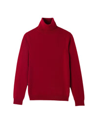 Pull col roulé classique en cachemire - Rouge Guarana