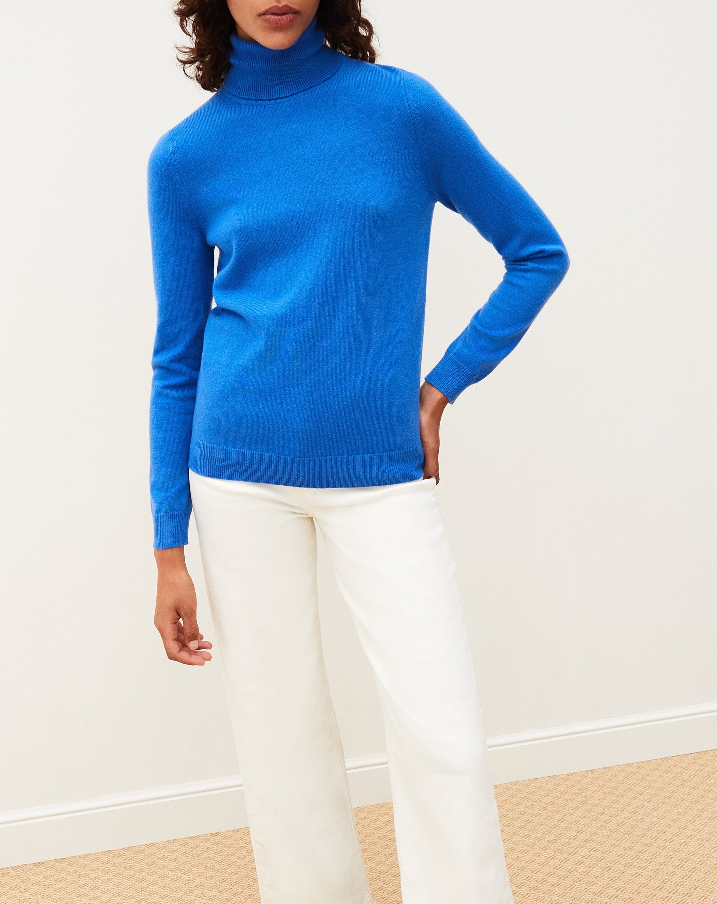 Pull col roulé classique en cachemire - Cobalt