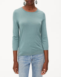 Ultra-fine 3/4-sleeve cashmere crew neck jumper - Horizon