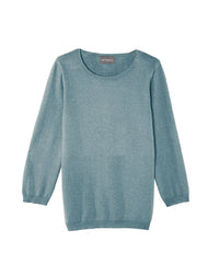 Ultra-fine 3/4-sleeve cashmere crew neck jumper - Horizon