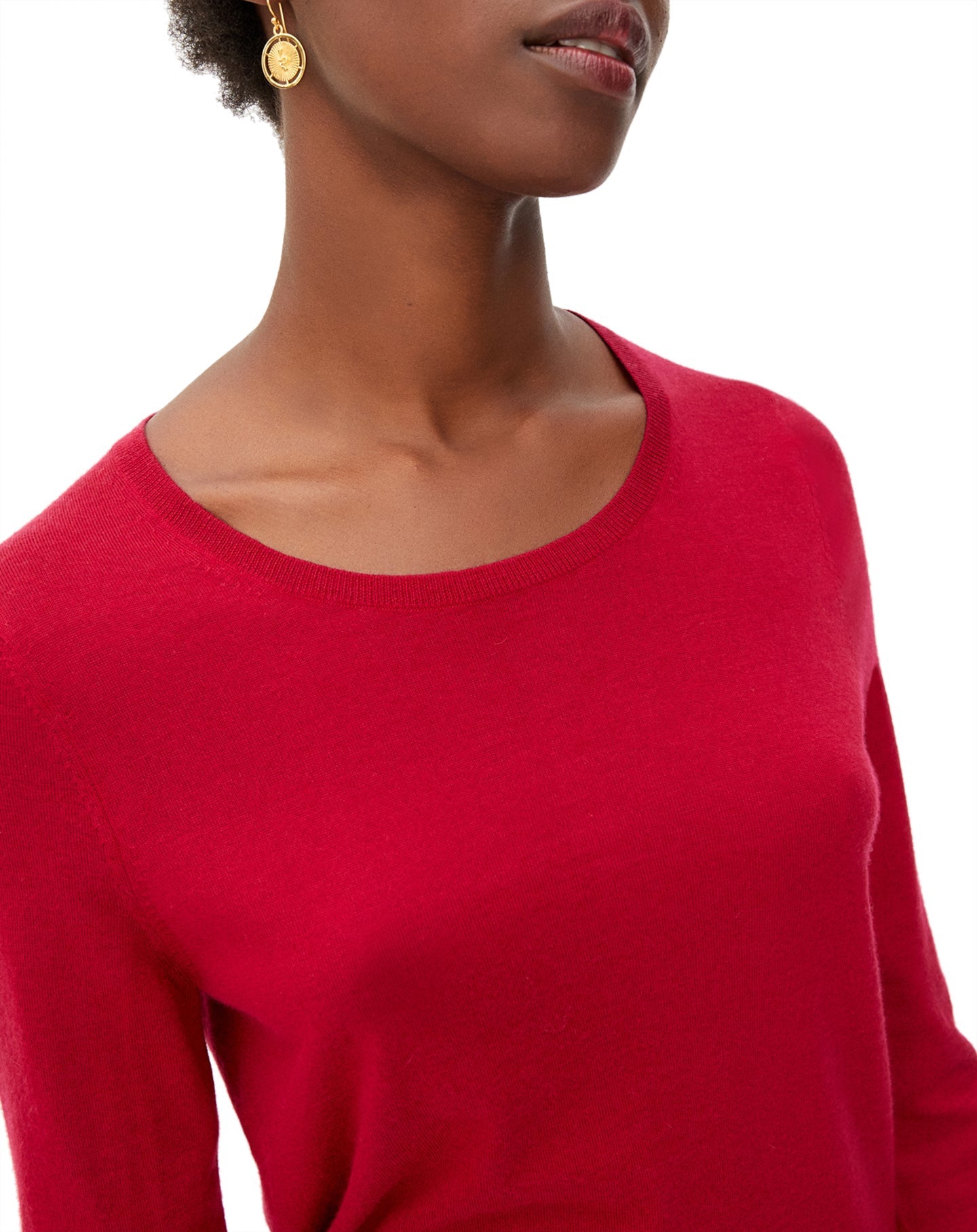 Pull ras de cou ultrafin manches 3/4 en cachemire - Népal