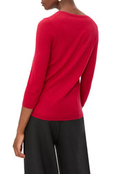 Pull ras de cou ultrafin manches 3/4 en cachemire - Népal