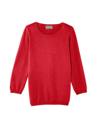 Pull ras de cou ultrafin manches 3/4 en cachemire - Népal