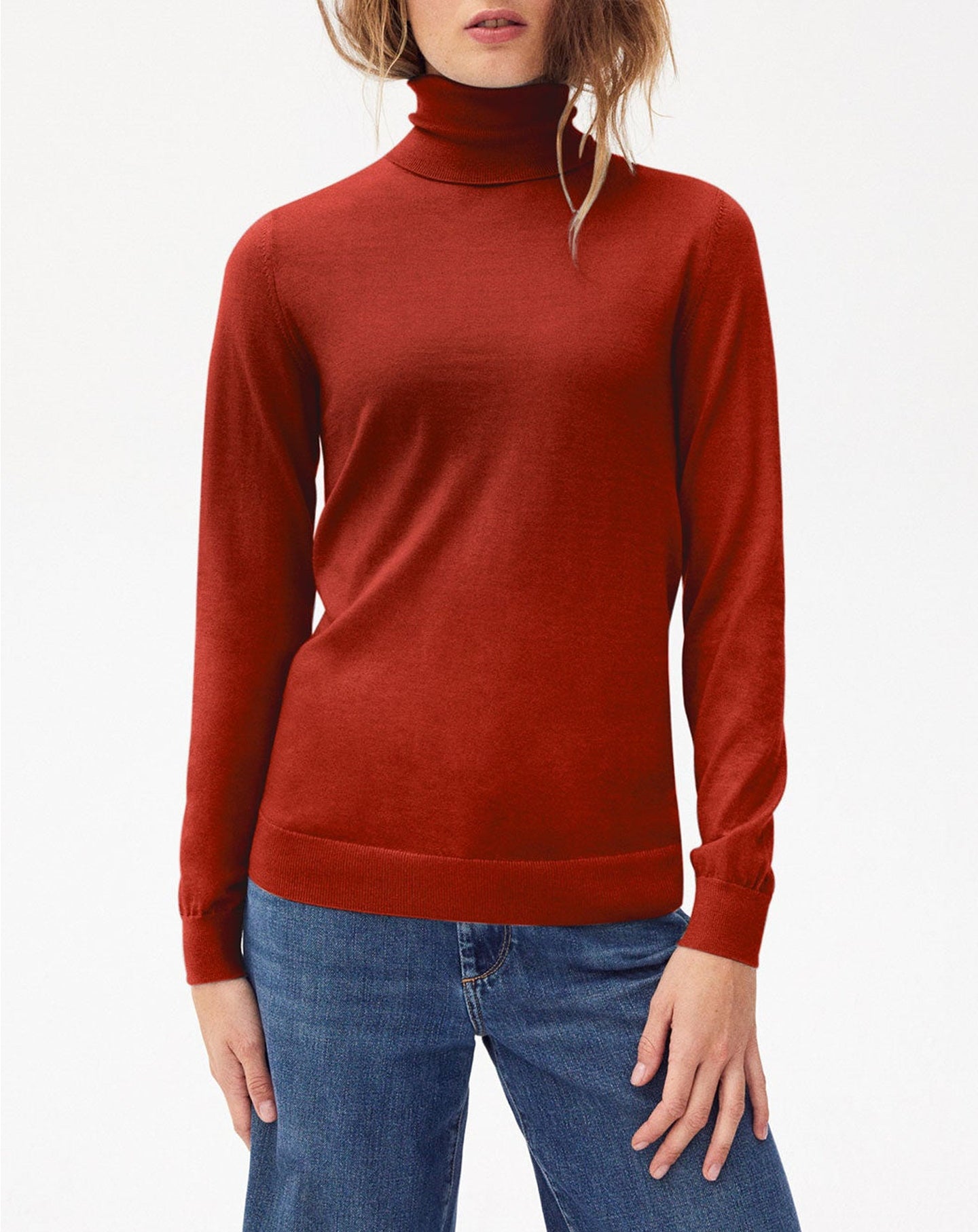 Pull col roulé ultrafin en cachemire - Piment