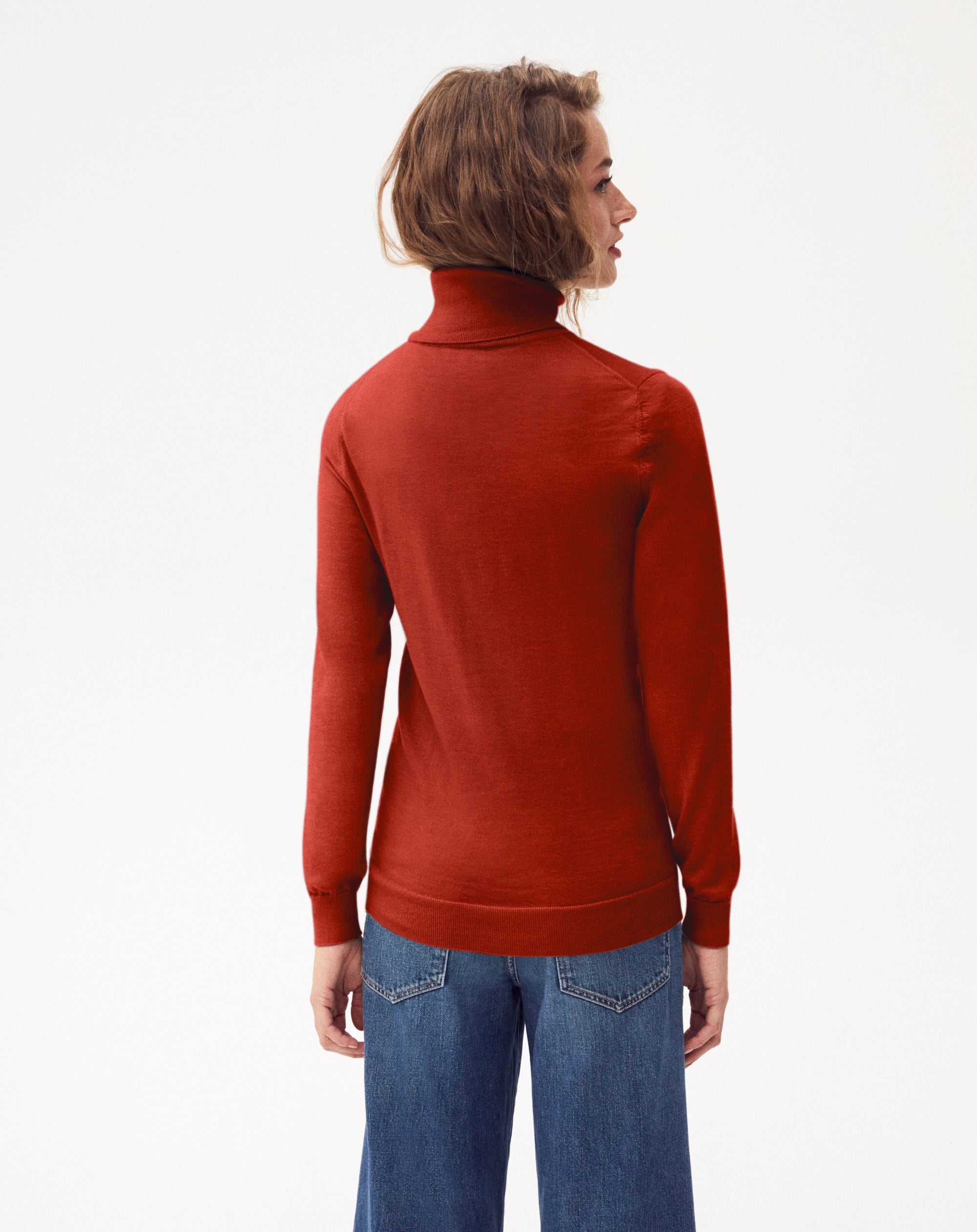 Pull col roulé ultrafin en cachemire - Piment