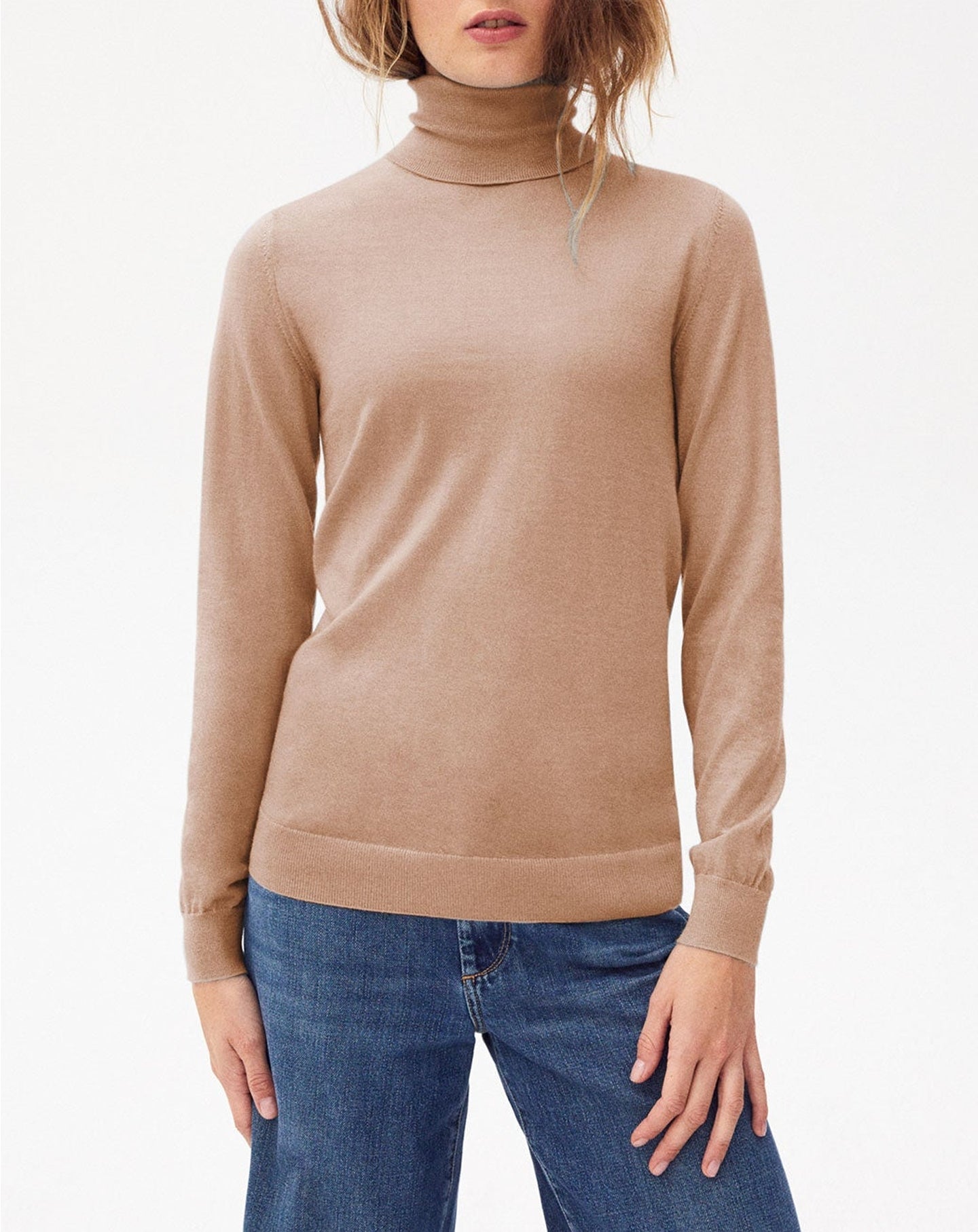 Pull col roulé ultrafin en cachemire - Coriandre