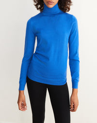 Ultra-fine cashmere turtleneck jumper - Cobalt