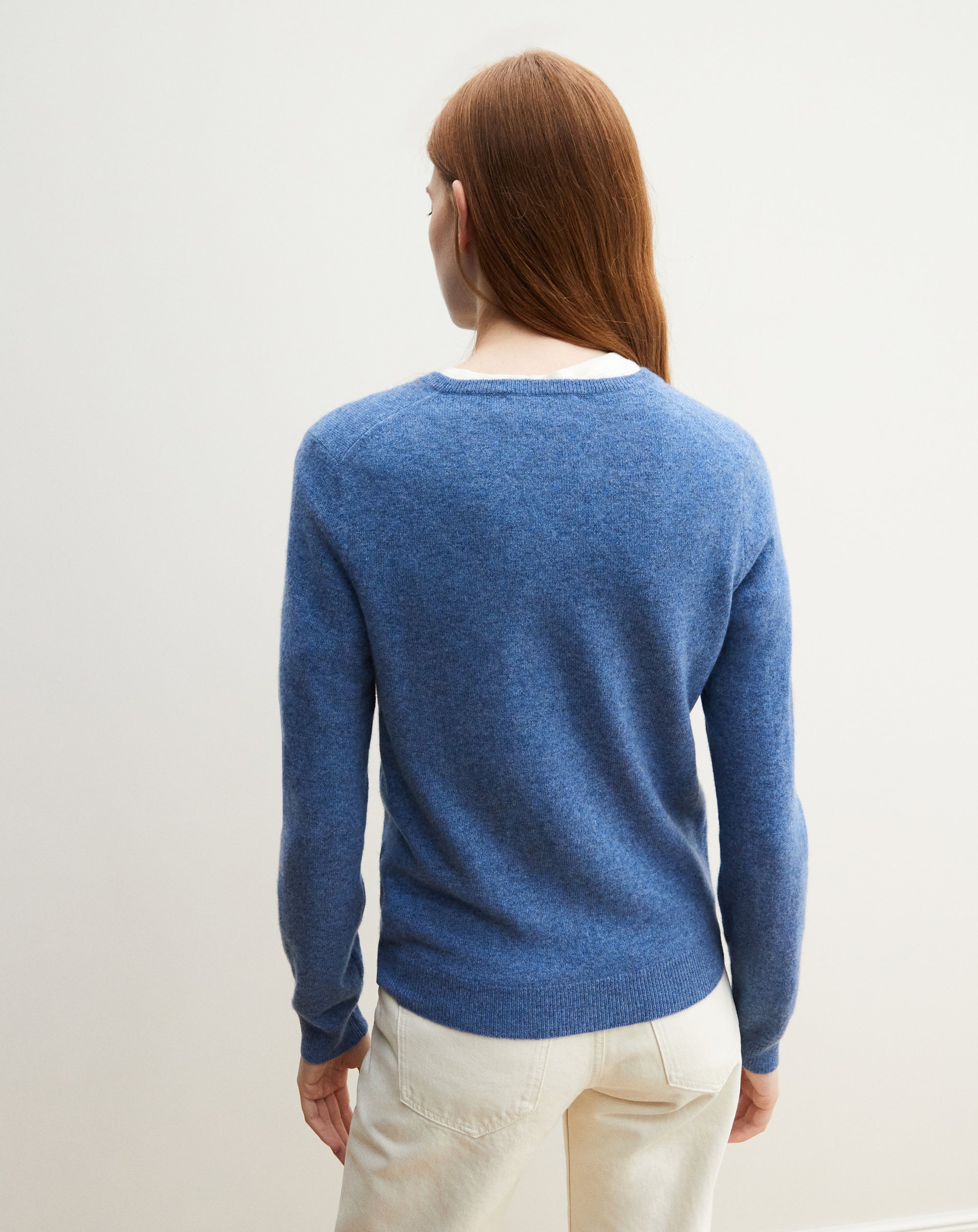 Classic cashmere cardigan - Bleu Egée