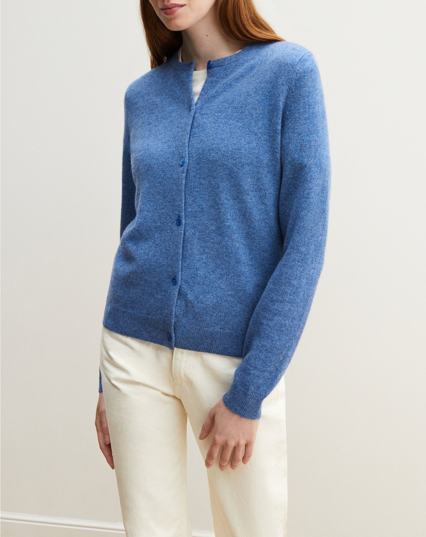 Classic cashmere cardigan - Bleu Egée