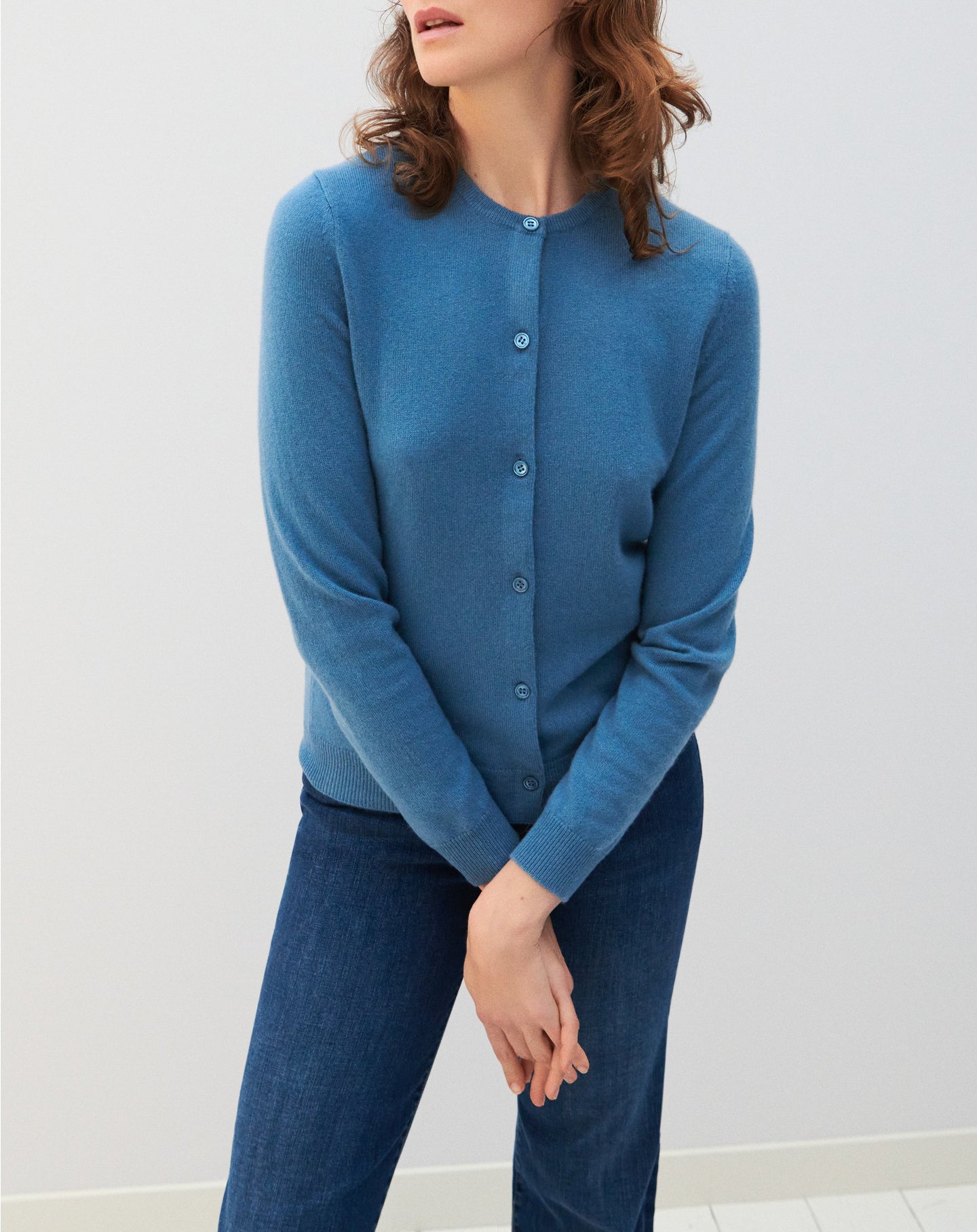 Classic cashmere cardigan - Egyptian Blue