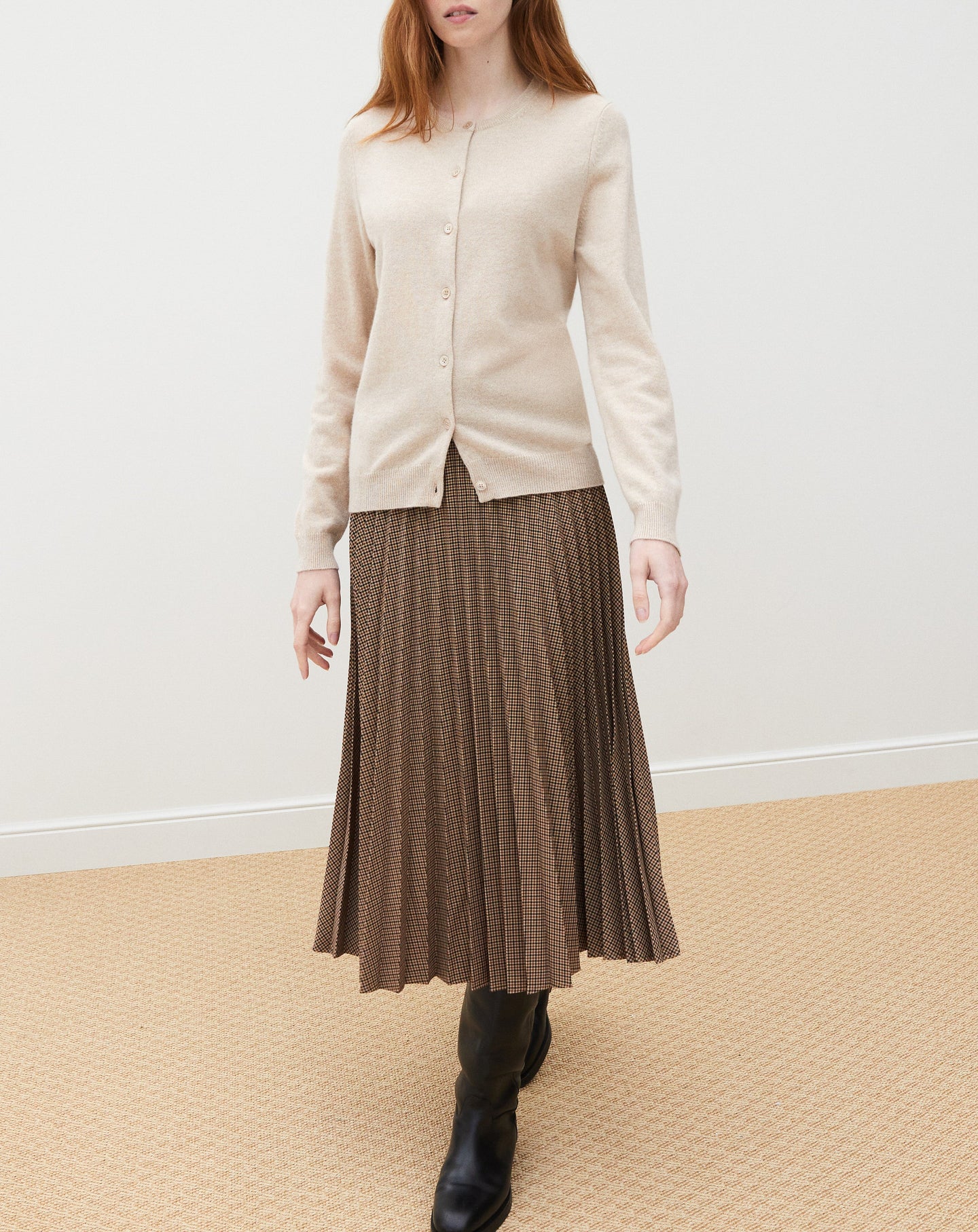Classic cashmere cardigan - Sepia