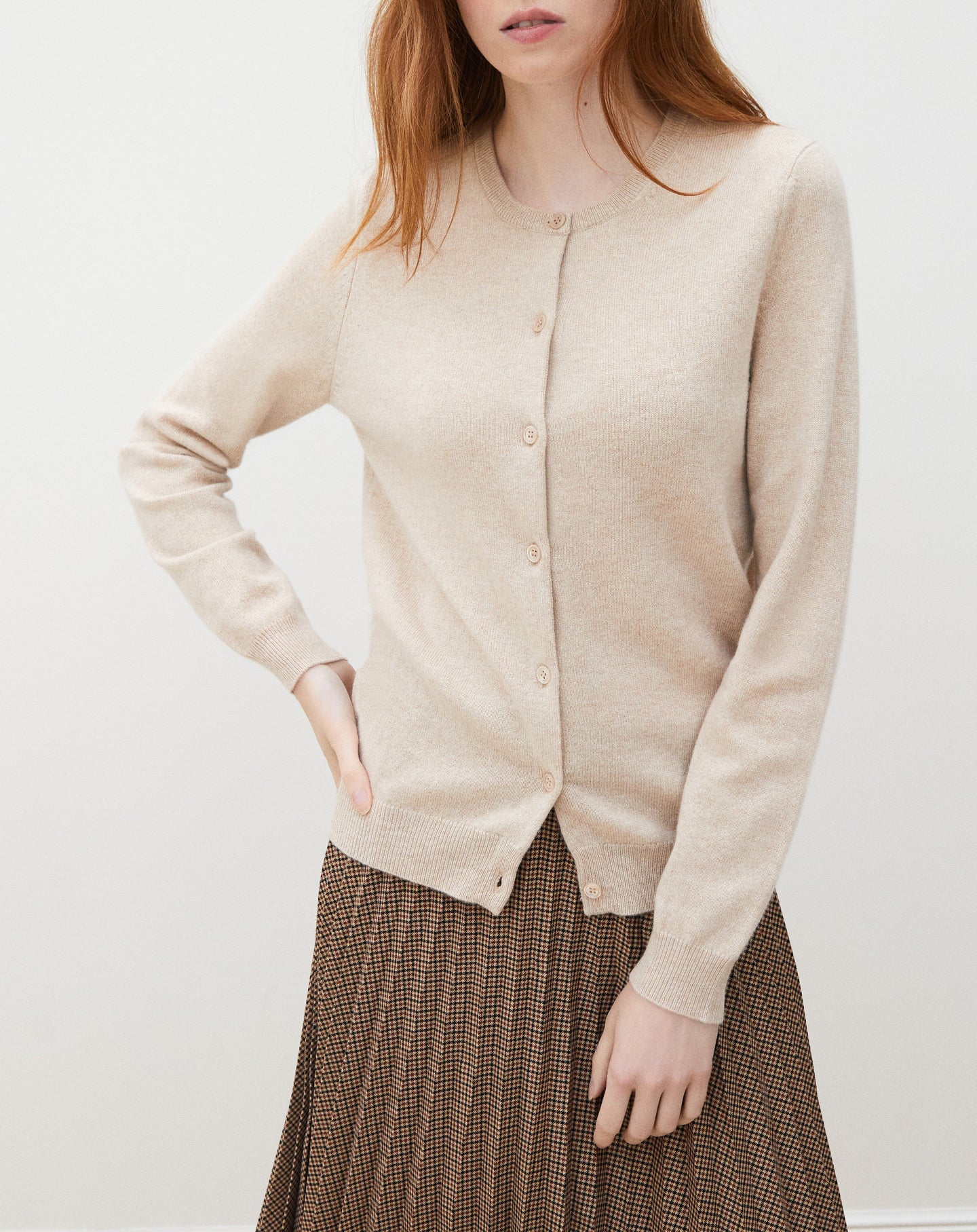 Classic cashmere cardigan - Sepia