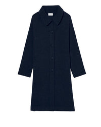 Double-sided cashmere coat with English rib collar - Navy