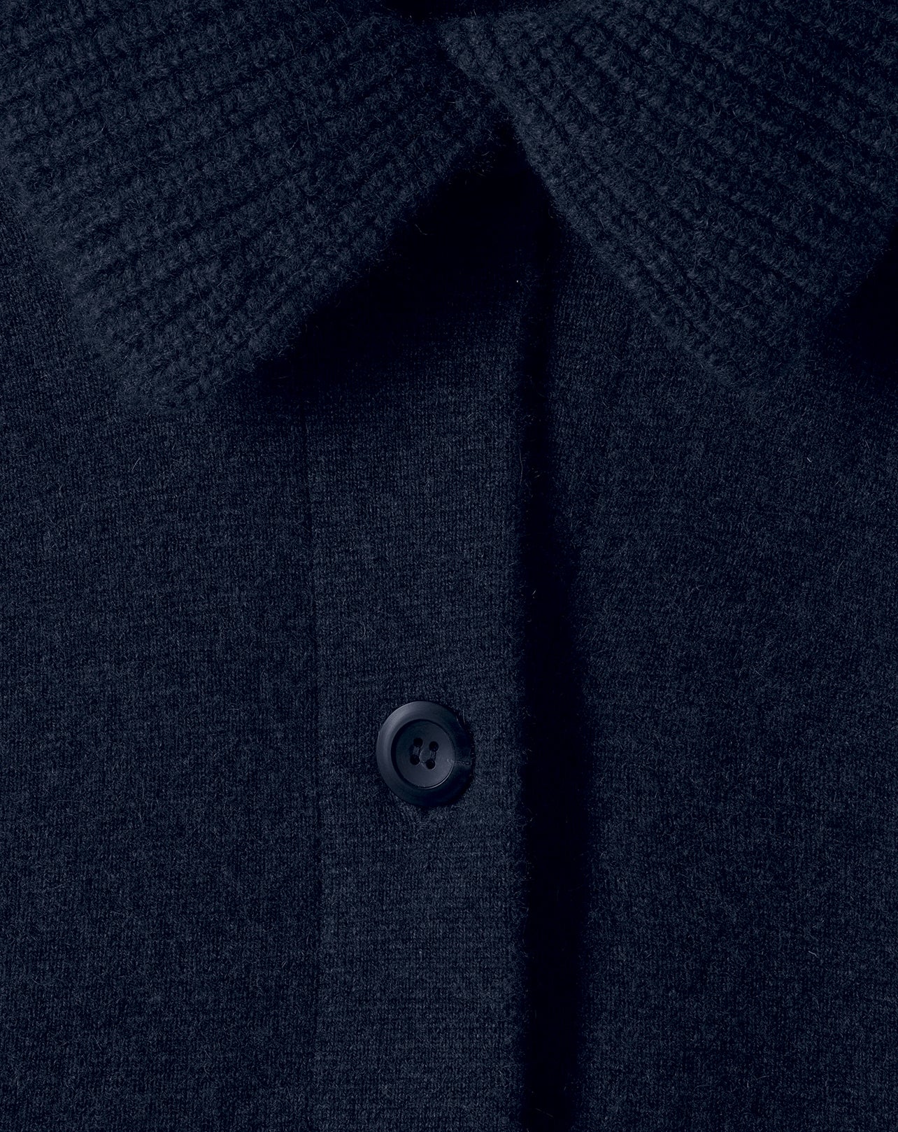 Double-sided cashmere coat with English rib collar - Navy