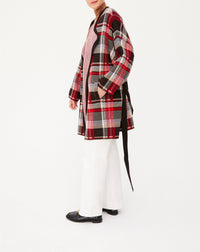 Manteau jacquard tartan en laine et cachemire - Ebène & Rubis
